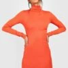 Robe Moulante Côtelée à Col Montant -BOOHO Kleidung Magasin gzz47974 orange xl