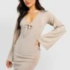 Robe Courte Côtelée à Manches évasées -BOOHO Kleidung Magasin gzz47978 camel xl