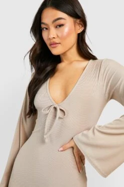 Robe Courte Côtelée à Manches évasées 9 Robe Courte Côtelée à Manches évasées -BOOHO Kleidung Magasin gzz47978 camel xl 3