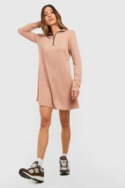 Robe Patineuse Zippée Côtelée -BOOHO Kleidung Magasin gzz48100 stone xl 2