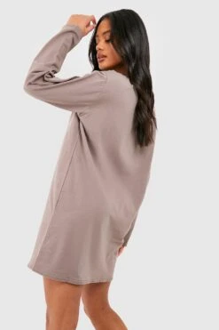 Robe T-shirt En Coton à Manches Longues -BOOHO Kleidung Magasin gzz48120 mocha xl 1
