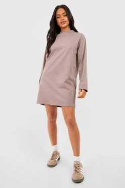 Robe T-shirt En Coton à Manches Longues -BOOHO Kleidung Magasin gzz48120 mocha xl 2