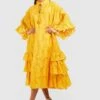 Robe Mi-longue Texturée à Volants -BOOHO Kleidung Magasin gzz48122 mustard xl