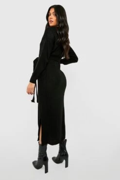 Maternité - Robe De Grossesse Longue Fendue En Maille -BOOHO Kleidung Magasin gzz48268 black xl 1