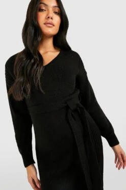 Maternité - Robe De Grossesse Longue Fendue En Maille -BOOHO Kleidung Magasin gzz48268 black xl 3