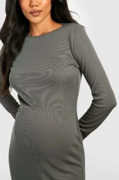 Maternité - Robe De Grossesse Longue Côtelée -BOOHO Kleidung Magasin gzz48270 khaki xl 3