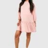 BOOHOO Maternité - Robe Sweat De Grossesse Péplum 1 BOOHOO Maternité - Robe Sweat De Grossesse Péplum -BOOHO Kleidung Magasin gzz48271 rose xl
