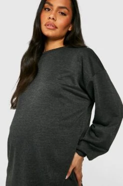 Maternité - Robe Sweat De Grossesse Oversize -BOOHO Kleidung Magasin gzz48272 charcoal xl 3