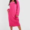 Grande Taille - Robe Zippée Côtelée -BOOHO Kleidung Magasin gzz48302 pink xl
