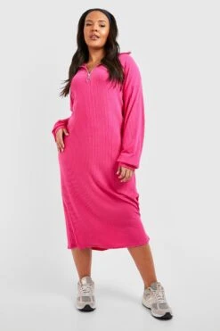 Grande Taille - Robe Zippée Côtelée