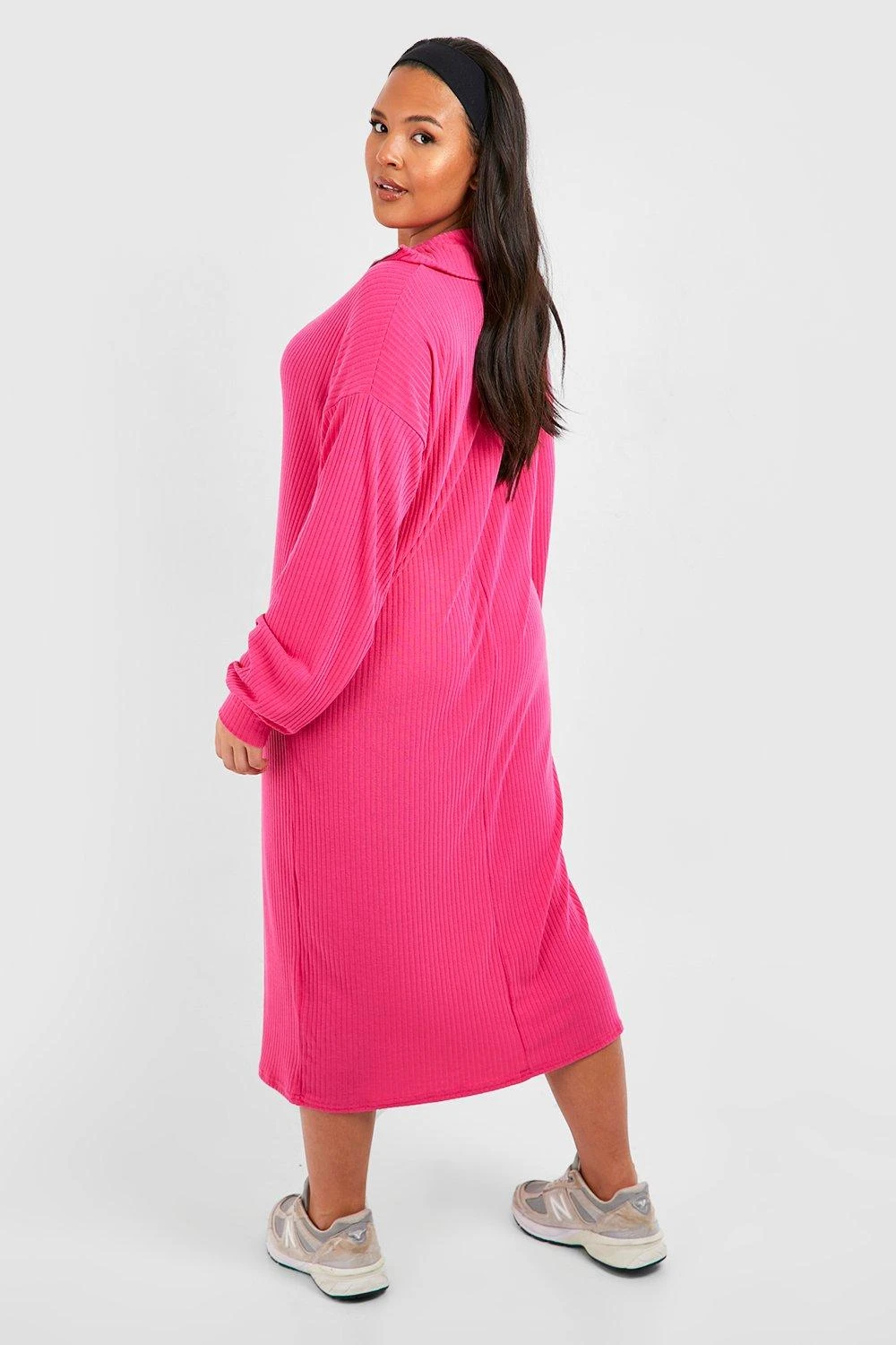 Grande Taille - Robe Zippée Côtelée 4 Grande Taille - Robe Zippée Côtelée – Image 2