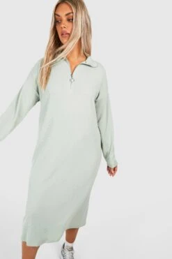 Grande Taille - Robe Zippée Côtelée