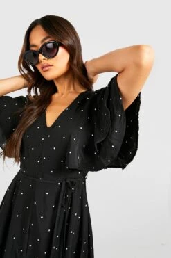 Robe Mi-longue à Pois Et Volants -BOOHO Kleidung Magasin gzz48338 black xl 3