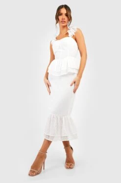 BOOHOO Robe Longue En Plumetis à Armatures -BOOHO Kleidung Magasin gzz48373 white xl 2