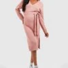 Maternité - Robe Pull De Grossesse à Col V -BOOHO Kleidung Magasin gzz48493 pink xl