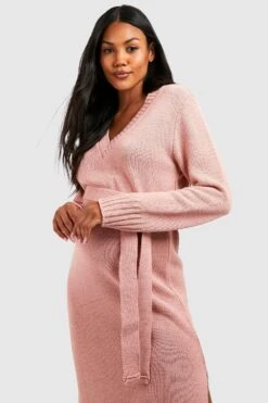 Maternité - Robe Pull De Grossesse à Col V -BOOHO Kleidung Magasin gzz48493 pink xl 3