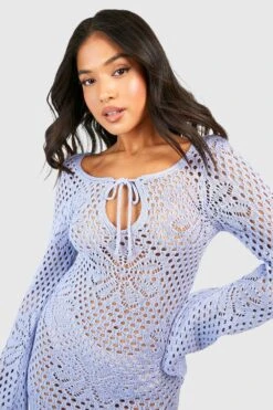 Petite - Robe Courte Fleurie En Crochet à Manches évasées -BOOHO Kleidung Magasin gzz48584 baby20blue xl 3