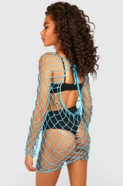 Robe Courte En Crochet -BOOHO Kleidung Magasin gzz48604 blue xl 1