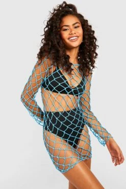 Robe Courte En Crochet -BOOHO Kleidung Magasin gzz48604 blue xl 3