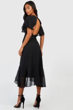 Petite - Robe Mi-longue à Col V Et Manches Larges -BOOHO Kleidung Magasin gzz48891 black xl 1