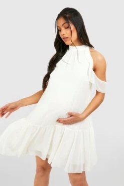 Maternité - Robe De Grossesse Courte à Volants -BOOHO Kleidung Magasin gzz48897 ivory xl 3