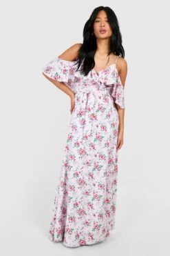 Petite - Robe Longue Fleurie à épaules Dénudées -BOOHO Kleidung Magasin gzz48906 rose xl 2
