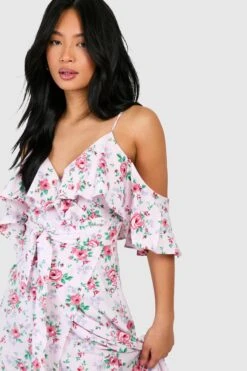 Petite - Robe Longue Fleurie à épaules Dénudées -BOOHO Kleidung Magasin gzz48906 rose xl 3