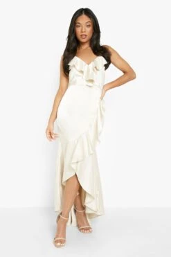 Petite - Robe Longue Premium Satinée à Volants