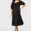 Maternité - Robe Mi Longue Boutonnée Style Broderie -BOOHO Kleidung Magasin gzz48998 black xl