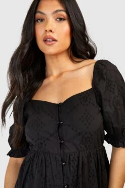 Maternité - Robe Mi Longue Boutonnée Style Broderie -BOOHO Kleidung Magasin gzz48998 black xl 3