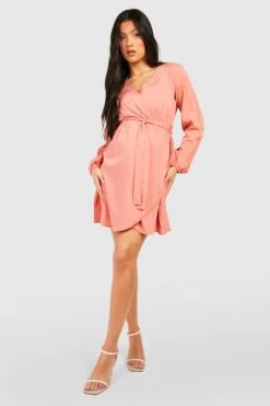 Maternité - Robe De Grossesse Patineuse Cache-cœur -BOOHO Kleidung Magasin gzz49000 dusky20pink xl 2