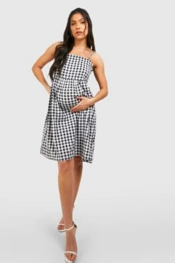 Maternité - Robe De Grossesse Babydoll à Imprimé Vichy -BOOHO Kleidung Magasin gzz49003 black xl 2