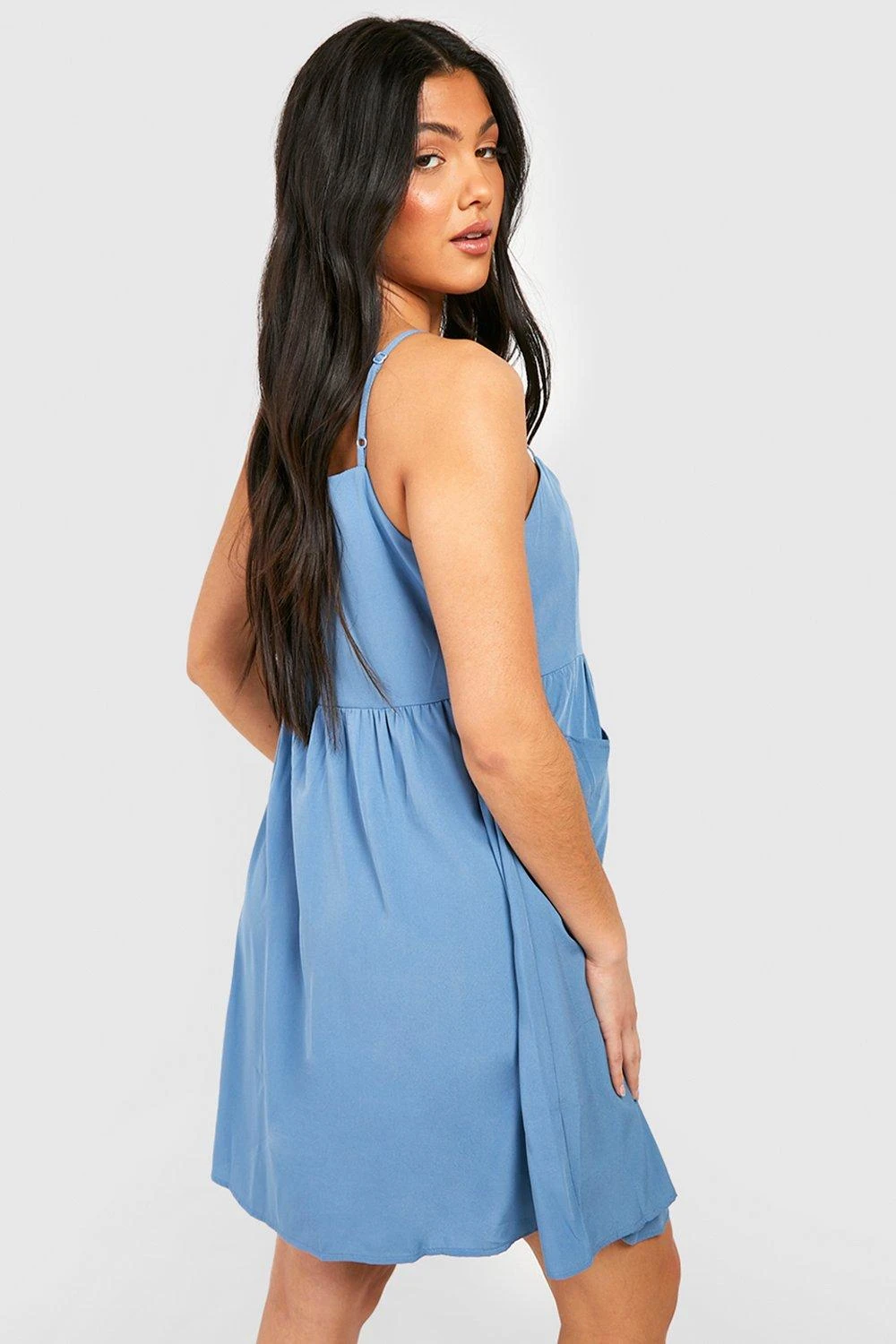 Maternité - Robe De Grossesse Babydoll Boutonnée à Poches 4 Maternité - Robe De Grossesse Babydoll Boutonnée à Poches – Image 2