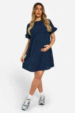BOOHOO Maternité - Robe De Grossesse Babydoll à Manches Volantées