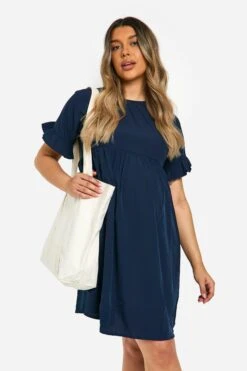 BOOHOO Maternité - Robe De Grossesse Babydoll à Manches Volantées -BOOHO Kleidung Magasin gzz49008 navy xl 2