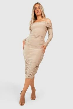 Grande Taille - Robe Mi-longue En Mesh -BOOHO Kleidung Magasin gzz49036 stone xl 2