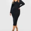 Grande Taille - Robe Mi-longue à Manches Longues -BOOHO Kleidung Magasin gzz49038 black xl