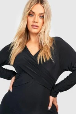 Grande Taille - Robe Mi-longue à Manches Longues -BOOHO Kleidung Magasin gzz49038 black xl 3