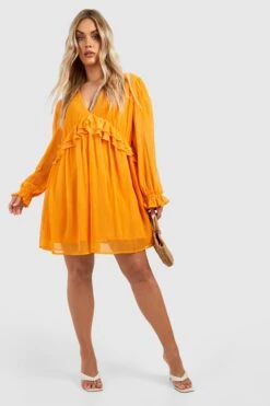 BOOHOO Grande Taille - Robe Babydoll Courte -BOOHO Kleidung Magasin gzz49054 burnt20orange xl 2
