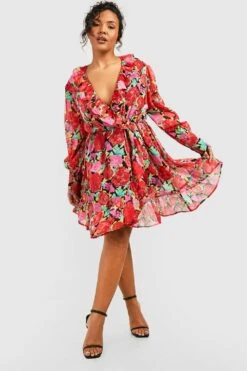 Grande Taille - Robe Vintage Imprimée -BOOHO Kleidung Magasin gzz49056 red xl 2