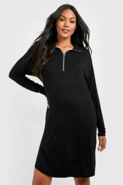 BOOHOO Maternité - Robe T-shirt De Grossesse Zippée -BOOHO Kleidung Magasin gzz49094 black xl 2