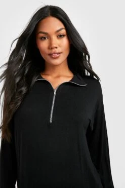 BOOHOO Maternité - Robe T-shirt De Grossesse Zippée -BOOHO Kleidung Magasin gzz49094 black xl 3