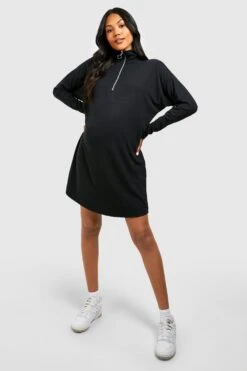 Maternité - Robe De Grossesse Texturée Zippée -BOOHO Kleidung Magasin gzz49095 black xl 2