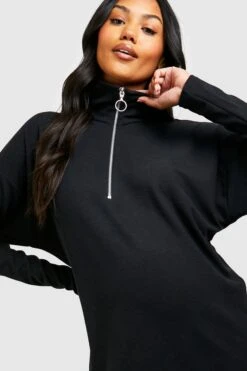 Maternité - Robe De Grossesse Texturée Zippée -BOOHO Kleidung Magasin gzz49095 black xl 3