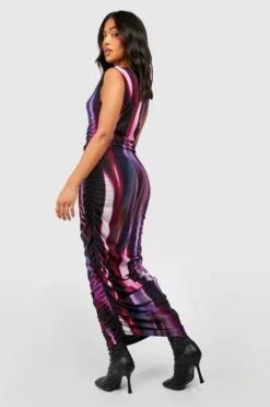 Petite - Robe Longue Froncée En Mesh 7 Petite - Robe Longue Froncée En Mesh -BOOHO Kleidung Magasin gzz49096 multi xl 1