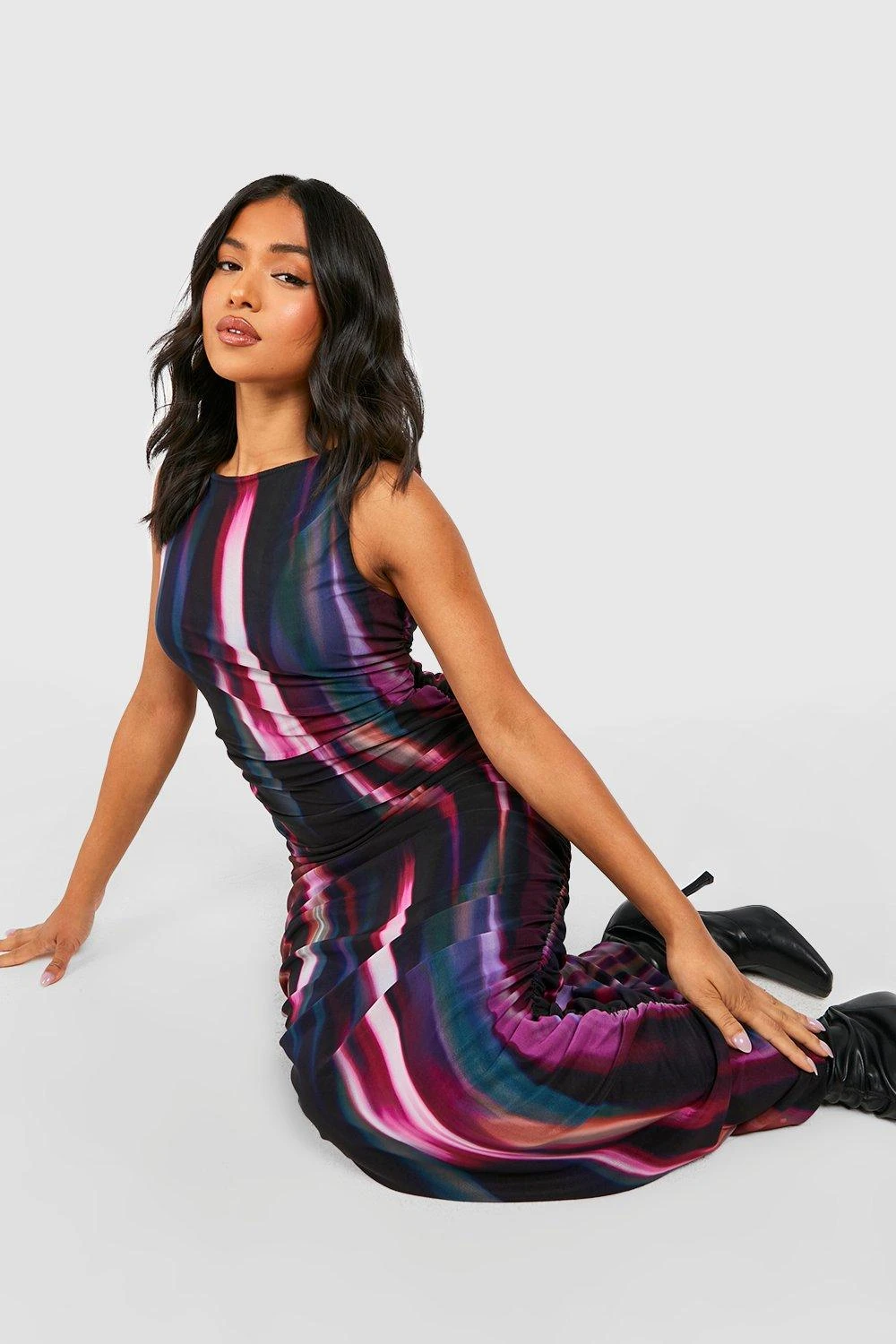 Petite - Robe Longue Froncée En Mesh 6 Petite - Robe Longue Froncée En Mesh – Image 4