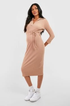 Maternité - Robe De Grossesse Zippée Côtelée