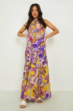 Petite - Robe Longue à Imprimé Abstrait -BOOHO Kleidung Magasin gzz49281 purple xl 2