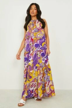 Petite - Robe Longue à Imprimé Abstrait -BOOHO Kleidung Magasin gzz49281 purple xl 3