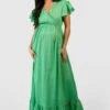 Maternité - Robe De Grossesse En Lin à Volants -BOOHO Kleidung Magasin gzz49305 green xl